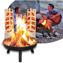 Feuerschale mit Flammlachsbrett Feuerkörbe & -schalen Gemütliche Feuer 80 cm Feuerkorb Outdoor Lagerfeuer Terrasse Beine - Vingo