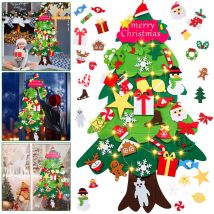 Filz Weihnachtsbaum diy led Weihnachtsbaum 105cm diy Weihnachten Set Hängend Nachbildung für Kinder Weihnachten Geschenk mit 32 Ornamente - Grün