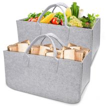 Filztasche 2er Set Aufbewahrungskorb Tragetasche Behälter Wäschesammler Filz Faltbar grau 50 x 25 x 25 - grau - Vingo
