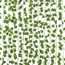 Foglie di edera finte 12 pezzi, edera artificiale, ghirlanda di edera di seta, verde, da appendere, pianta rampicante per feste - Vingo