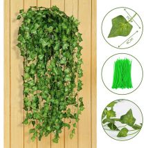 Foglie di edera finte 12 pezzi, edera artificiale, ghirlanda di edera di seta, verde, da appendere, pianta rampicante per feste - Vingo