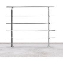 Swanew Geländer Treppengeländer ø 42mm Edelstahl Handlauf für Innen und Außen geeignet 160cm mit 4 Querstreben