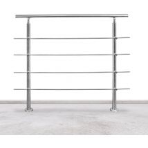 Vingo - Geländer Treppengeländer ø 42mm Edelstahl Handlauf für Innen und Außen geeignet 160cm mit 4 Querstreben