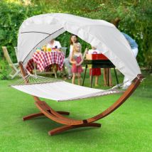 Einfeben - vingo Hängematte mit Gestell Gartenliege Hängematten Stabhängematte Outdoor Holz xxl Garten Hängemattengestell 2 Personen 410cm