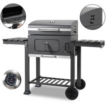 Vingo - swanew Holzkohle Grill Holzkohlegrill mit Unterer Ablage Standgrill Räucherofen Kohle