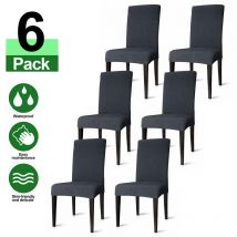 Housse de chaise 6 pièces extensible pour Salle à Manger décor facile à nettoyer et durable Gris - Gris - Vingo