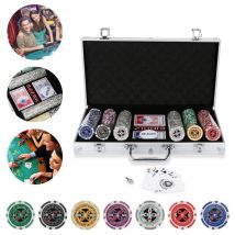 Vingo - Jetons de poker boîte en métal Malette Poker 300 Jetons Poker Ensemble en Aluminium-Argent