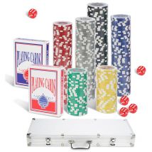 Vingo - Jetons de poker Coffret de Poker en Aluminium avec 300 jetons lasers Malette de Poker Argent