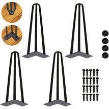 Vingo - swanew Juego de 4 patas de horquilla Patas de horquilla Estructura de la mesa Caminos de mesa Patas de mesa Harpins Pata de 3 patas negro