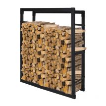 Kaminholzregal Brennholzregal Feuerholzregal Kaminholzständer Metall 100x80x25cm - Schwarz - Vingo