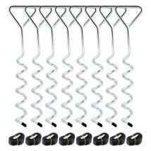 Kit d'ancrage au Sol 8 pièces pour Trampoline, balançoire, Chevilles d'ancrage en Spirale avec Sangles, Ancres de Trampoline, Chevilles d'ancrage en