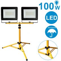 Led Fluter mit Stativ Arbeitsleuchten Strahler Hotel Baustrahler Flutlicht 2X100W Kaltweiß - Vingo
