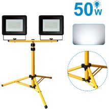 Led Fluter mit Stativ Arbeitsleuchten Strahler Hotel Baustrahler Flutlicht 2X50W Kaltweiß - Vingo