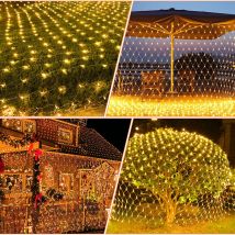 VINGO LED Lichternetz 2x2M Lichtervorhang Lichterkette Lichterketten Leuchte Außen 8 Modi Warmweiß
