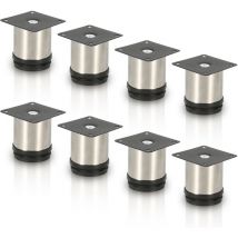 Vingo - Lot de 8 Pieds de meubles Pieds Réglables Inox 50 mm De Hauteur