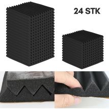 Swanew Lot de 24 mousse acoustiques mur et plafond isolation phonique L.30 x l.30x H.2,5 cm panneaux acoustiques