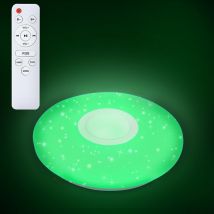 Vingo - Lustre de plafond led 36W avec effet ciel étoilé pour la salle de bains, lampe de bain, musique Bluetooth et télécommande