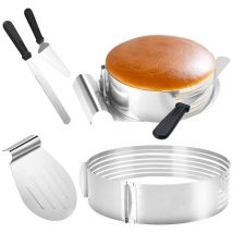 Moule à gâteau Trancheuse à gateau réglable couche Mousse coupe gateau en acier inoxydable 4tlg Aide à la découpe 23-30cm - Vingo