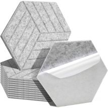 Panneaux acoustiques 12 stuks Hexagonal Stripe Gris clair Auto-Adhésif Haute Densité de Polyester - Vingo