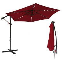 Vingo - Parapluie 3.5m Parasol avec led Alu pivotant Parasol jardin terrasse balcon rouge