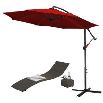 Parasol tournant 360° Ø350cm Parasol à manivelle UV40+ Parasol de marché rouge - Vingo