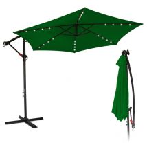 Parasol avec led, 300 x 300 cm, upf 30+, rotation 360°, fonction d'inclinaison, hydrofuge, vert