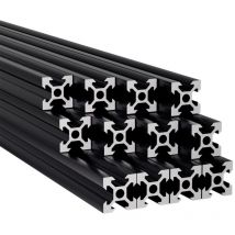 Vingo - swanew Perfil de aluminio 20x20mm 1000mm perfil de aluminio tipo i sistema de montaje de perfil de aluminio perfil negro 12 piezas (12x1000mm)