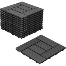 VINGO Piastrelle in legno WPC 33 x Piastrelle per terrazza 30 x 30 x 2,2 cm, antracite, 3 m² Piastrelle ad incastro, piastrelle per balcone