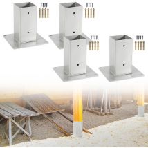 VINGO Pied de poteau carré Pied à fixer pour poteau pour poteaux en bois carré 4 pièces 100100mm