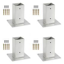Vingo - Pied de poteau carré Pied à fixer pour poteau pour poteaux en bois carré 4 pièces 7070mm