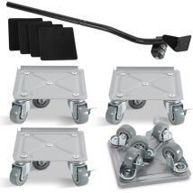 VINGO plateau Roulant 4pcs Lève-meubles acier Charge max 500 kg Planche à roulettes Transporteur de meubles pour tous les sols Aide au transport