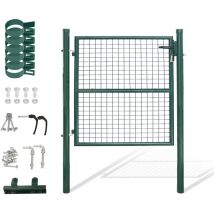 Portail de clôture de jardin Portillon grillagé avec poteaux Acier Portail de jardin Avec serrure 100100CM Vert - Vingo