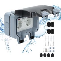 Prise Étanche Extérieure IP66 avec Interrupteur, Prise Extérieure Murale Double pour Cuisine,Piscine et Gardin - Vingo