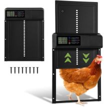 Puerta automática solar para gallinero con temporizador, mando a distancia y apertura eléctrica - Vingo