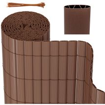 Swanew pvc canisse para jardín balcón terraza Balcón cortavientos valla Balcón persianas Marrón 80 x 1000cm
