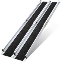 Vingo - Rollstuhlrampe Auffahrrampe für Rollstühle Rollatoren 213cm, Rollirampe Teleskoprampe Aluminium, Rutschfeste 300 kg Belastbar