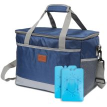 SWANEW 33L Sac Isotherme Glacière Souple Isotherme Sac Picnic Pliable Imperméable Sac Réfrigérant à Repas Déjeuner Bureau Nique Bleu