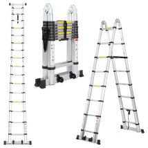 Vingo - Scala telescopica 2,5m + 2,5m scala allungabile in alluminio argento scala allungabile antiscivolo