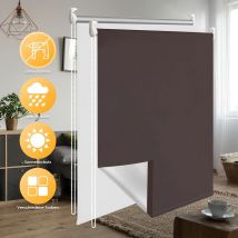 Vingo - Store enrouleur occultant thermique à traction latérale sans perçage,40cm x 160 cm, brun