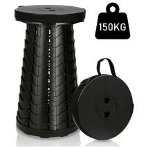 Swanew Tabouret télescopique Tabouret de Camping Siege Pliant Portable Tabouret Retractable Camping Tabouret Retractable 45x26CM Noir