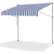 Tenda a bracci manuale Tenda retrattile senza foratura 250x120cm Bianco Blu - Vingo