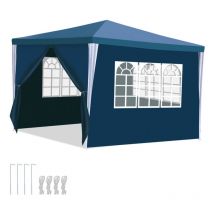 Vingo - Tenda da giardino per feste con pareti laterali 3x3m blu