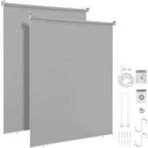 Vingo - 2X Tenda verticale Tenda da esterno per balcone Tenda a rullo Schermo retrattile da esterno Protezione solare 100x240CM Grigio