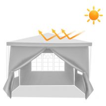 Tente Pavillon Tubes en Acier – Pavillon de terrasse, tente de fumeurs et de fête en tubes en acier pour le jardin 3x3m Blanc - Vingo