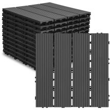 Vingo - Terrassenfliesen Holzfliesen wpc Fliesen 11er Kunststoff 1m² Garten 30x30cm Klickfliese Bodenbelag mit Drainage Anthrazit-grau