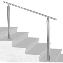 Treppengeländer Geländer Edelstahl Handlauf Brüstung Treppe Ø42mm für Treppen Balkon Innen & Außen 180CM mit ohne Querstreben - Silber - Vingo