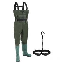 Waders deniers nylon poisson étang de pêche pantalon imperméable pêcheur étang pantalon en caoutchouc avec bottes 45 avec crochet - Vingo