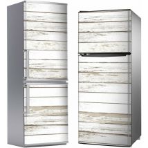 Mega Decor - Vinilo Adhesivo Decorativo para Nevera, Especial Libre De Burbujas, Tablas de Madera Envejecida, Blanca Lavada, 185cm x 70cm