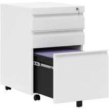 Vinsetto - 3 Drawer File Cabinet, Lockable Metal Filling Cabinet White