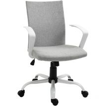 Vinsetto - Chaise de bureau ergonomique hauteur réglable pivotante 360° piètement acier blanc lin gris clair